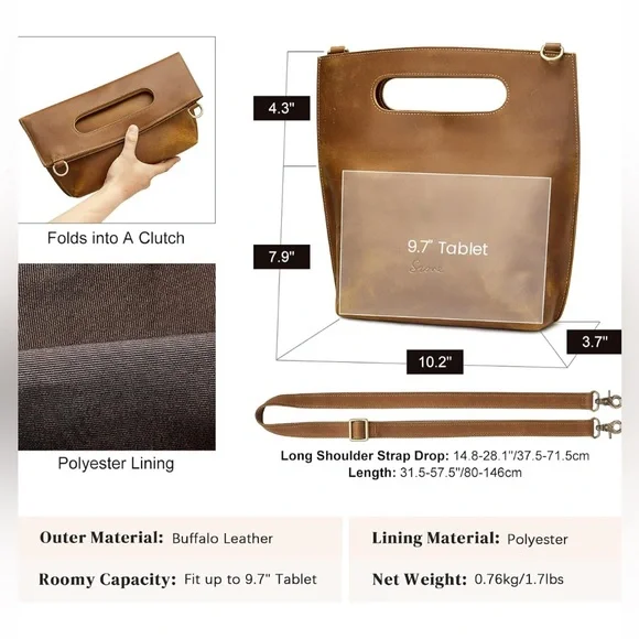 S-Zone leather crossbody purse bag - Picture 7 of 15